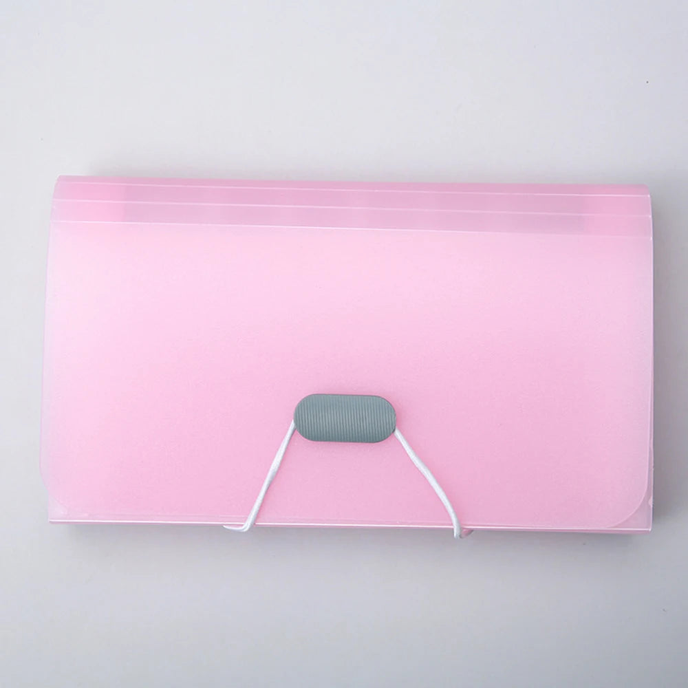 13 Grid A6 Mini Organ Bag For Office Document Storage, Candy Colored Bill Folder, Transparent Folder Qme pink
