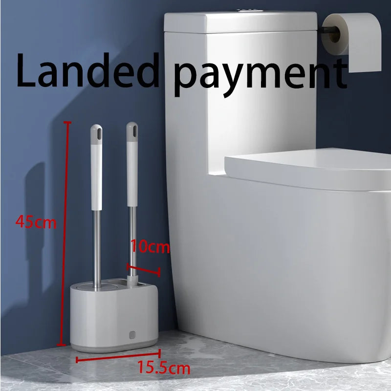 Toilet brush set Toilet brush TPR soft hair long handle creative home toilet one drag two silicone Qme Landed payment