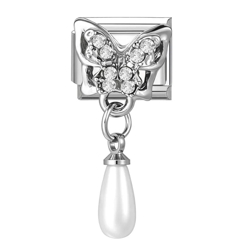 Shiny Colorful Zircon Butterfly Heart Planet Italian Charm Links Fit
