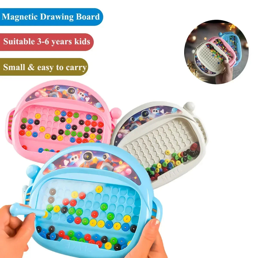Children's Magnetic Doodle Board with Pen & Beads Drawing Toy for 3-8 Years Kids Educational Boy Girl Montessori Gift Boys Girls Qme