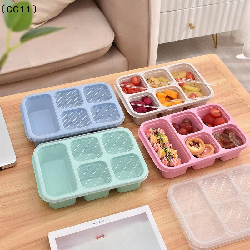 Bento Lunch Box Reusable 5 Compartment Lid Compatible Snack Qme