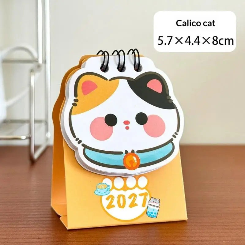 2026 Year Cartoon Cat Desktop Mini Desk Calendar Clock Program Student Qme A3