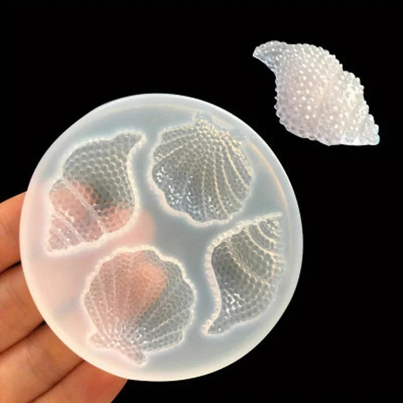 Multi-faceted Shell Conch Mirror Epoxy Silicone Abrasive Simulation Shell Crafts Decoration Mold Chocolate Cake Baking Tool 1PC Qme