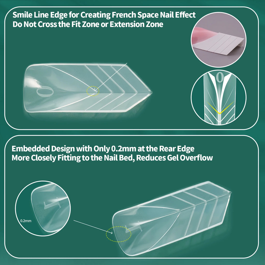 Nailpop Pyramid Tip Nail Forms 15 Sizes Spatial V-shaped Design Qme