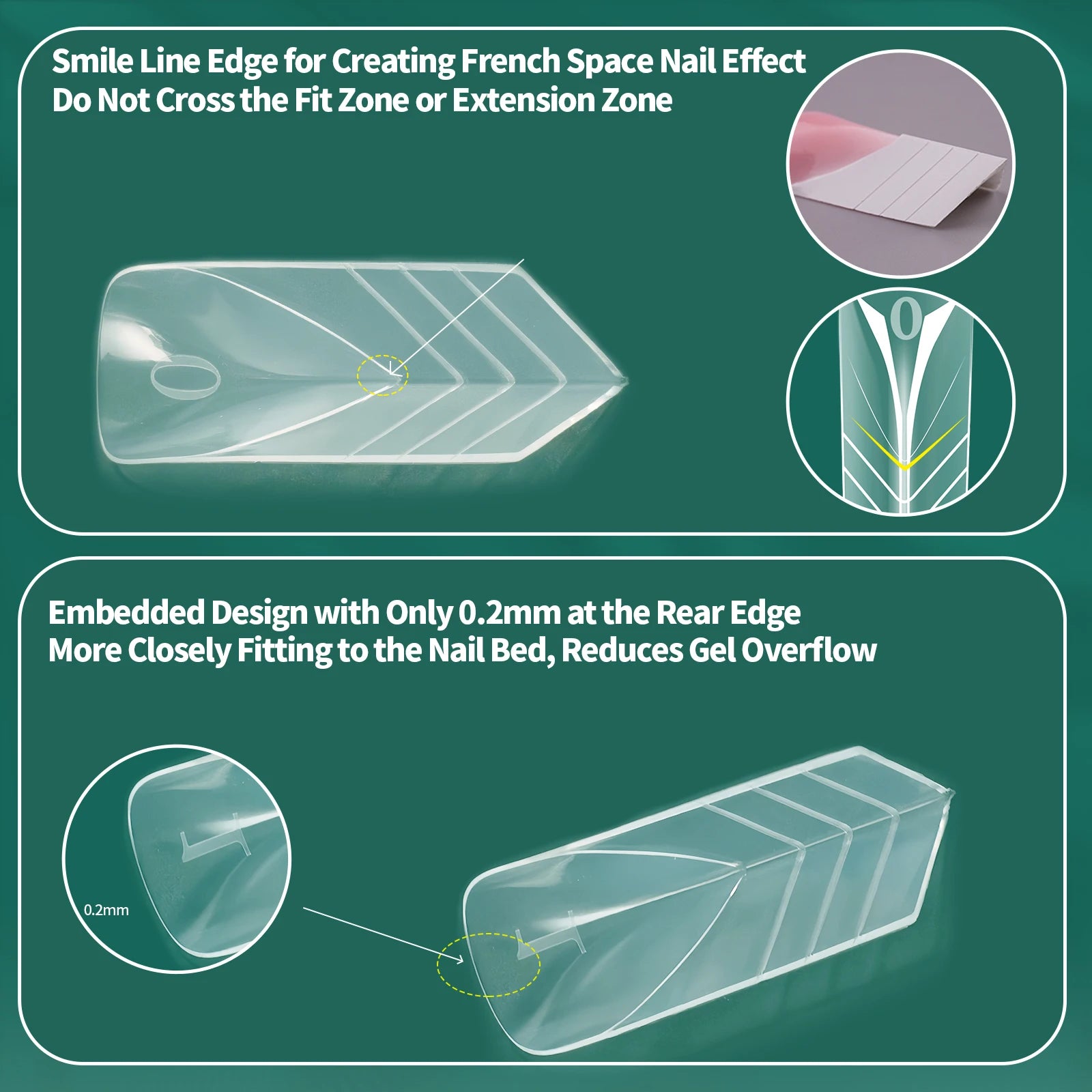 Nailpop Pyramid Tip Nail Forms 15 Sizes Spatial V-shaped Design Qme
