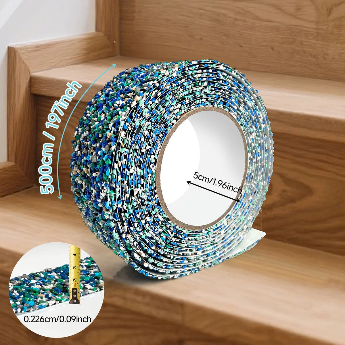 High Adhesion Anti-Slip Tape Red/Blue for Swimming Pool Boat Staircase Bathroom - Safe Traction with Temperature Resistance Qme Blue 5m 5cm