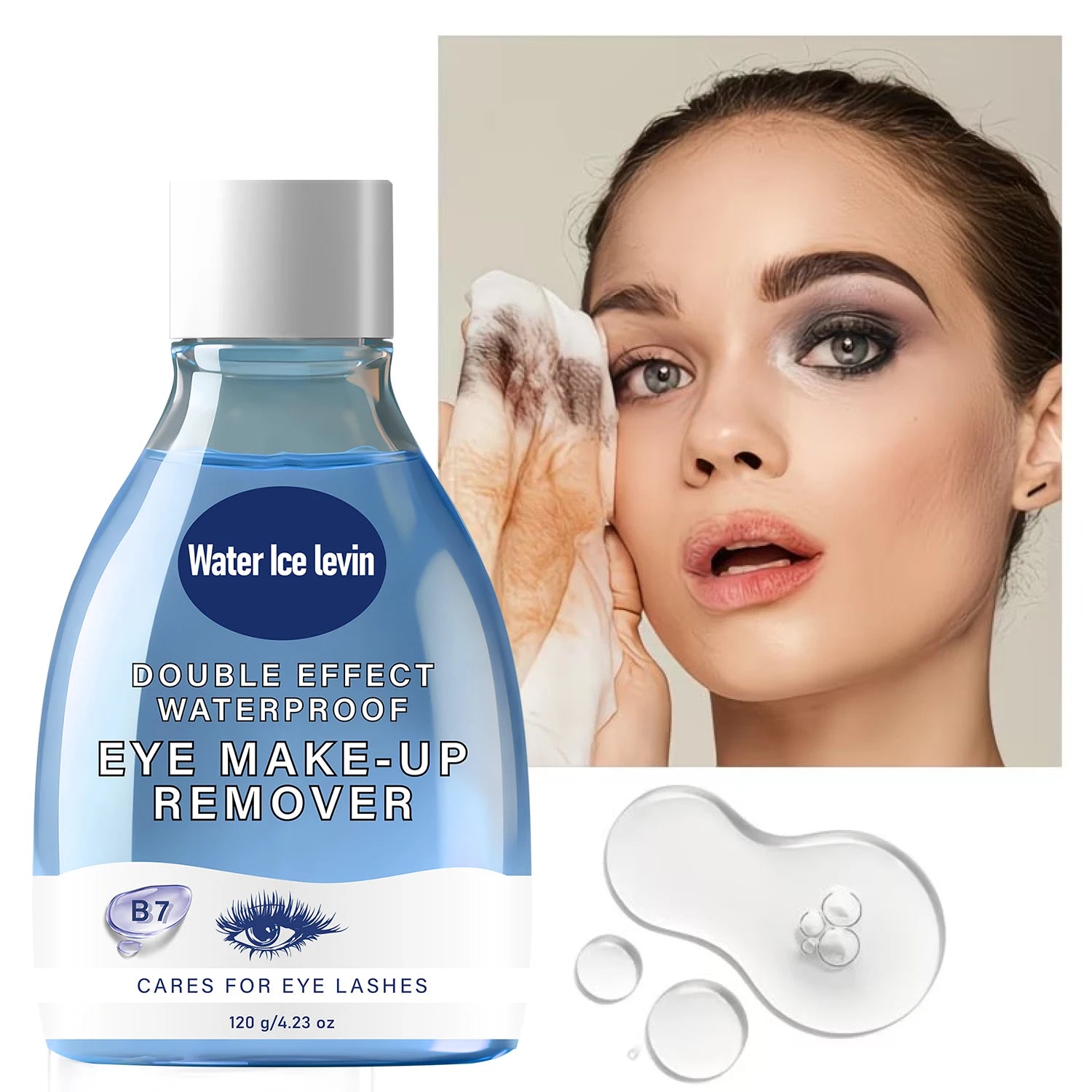 Double Effect Eye Makeup Remover with B7 & Collagen, Gentle on Lashes & Waterproof Qme