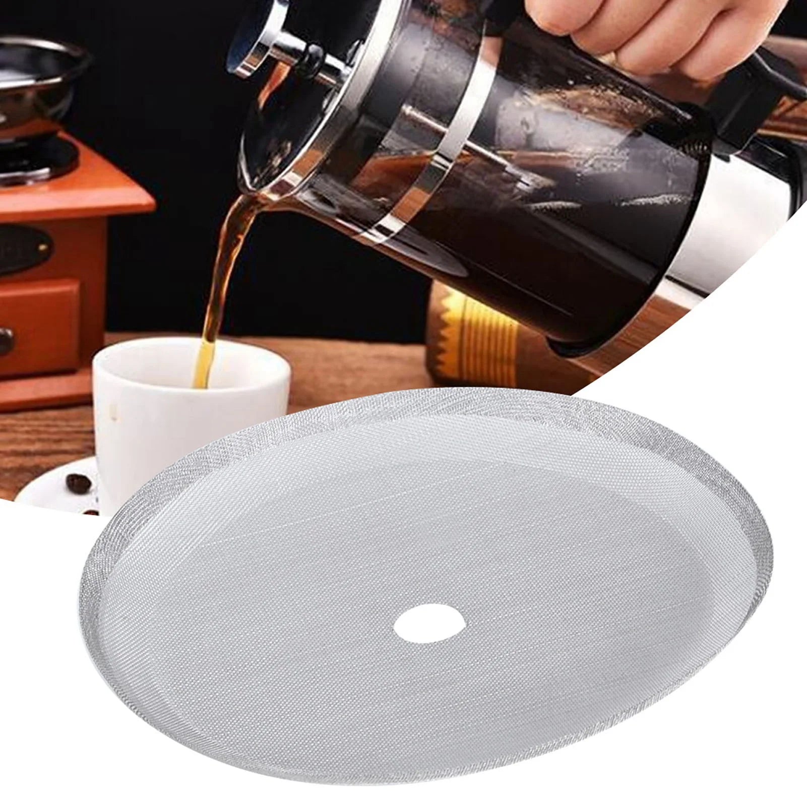 5Pcs 304 Stainless Steel Coffee Filter Reusable Mesh Filter Portable Detachable Coffee Pot Replacement Accessory for Brewing Qme