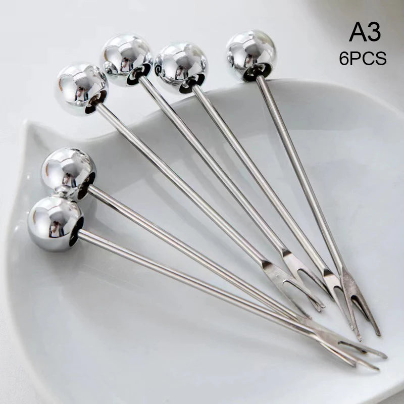 6Pcs Stainless Steel Dessert Forks With Storage Jar Cute Bear Utensils For Party Dessert Fruit Pickle Fruit Salad Tasting. Qme A3
