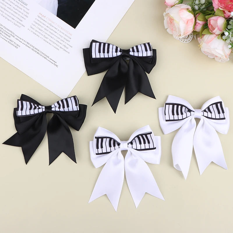 Piano Key Bow Hairpin Hair Clip Retro Girl Side Duckbill Accessory Qme