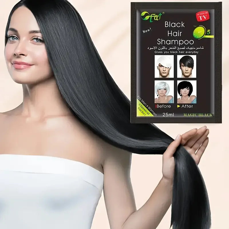 10 Fast Black Hair Shampoo 5 Mins Become Dye Herb Natural Care Qme