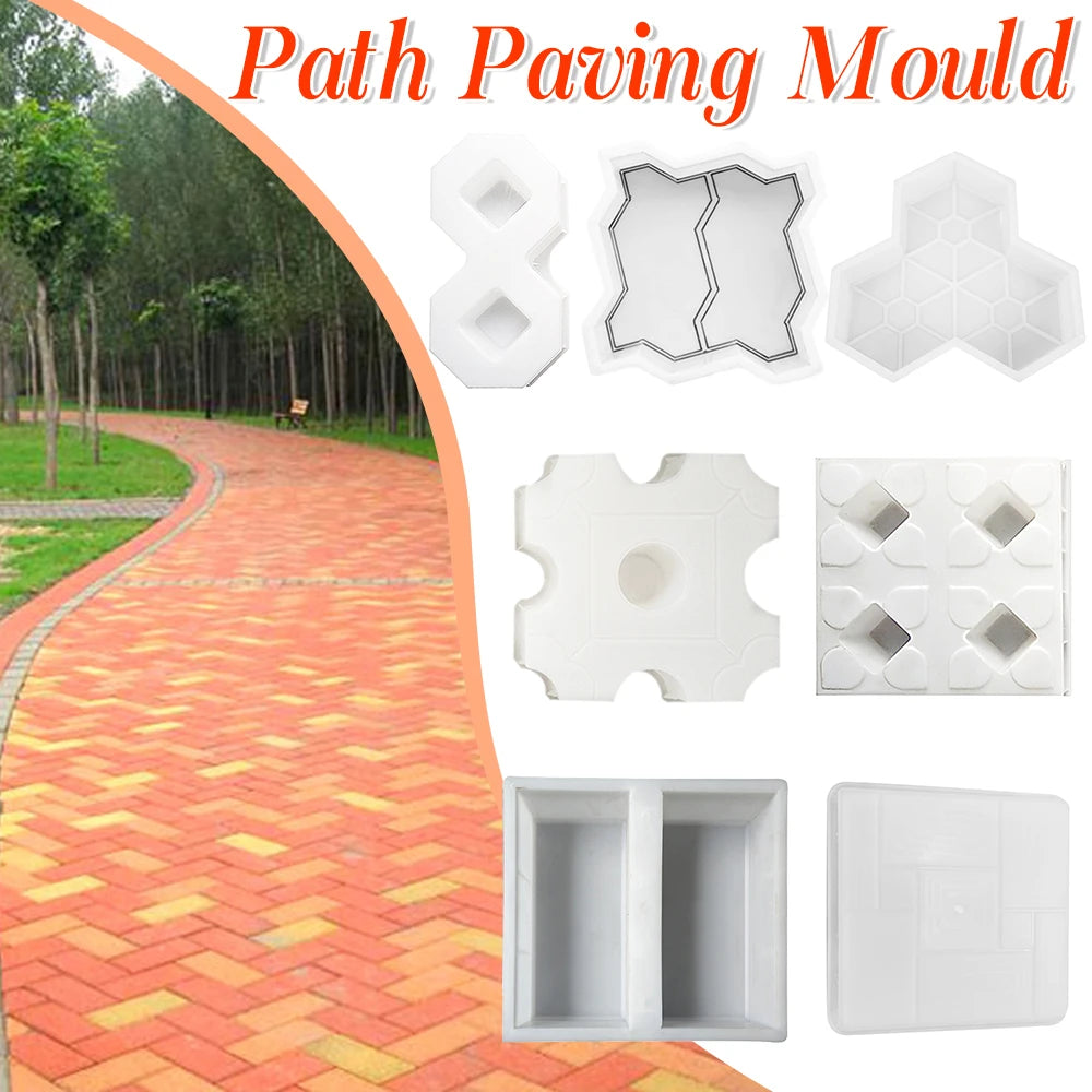 DIY Path Maker Paving Cement Brick Molds Outdoor Courtyard Garden Stone Road Walk Concrete Brick Carving Pavement Tools Qme