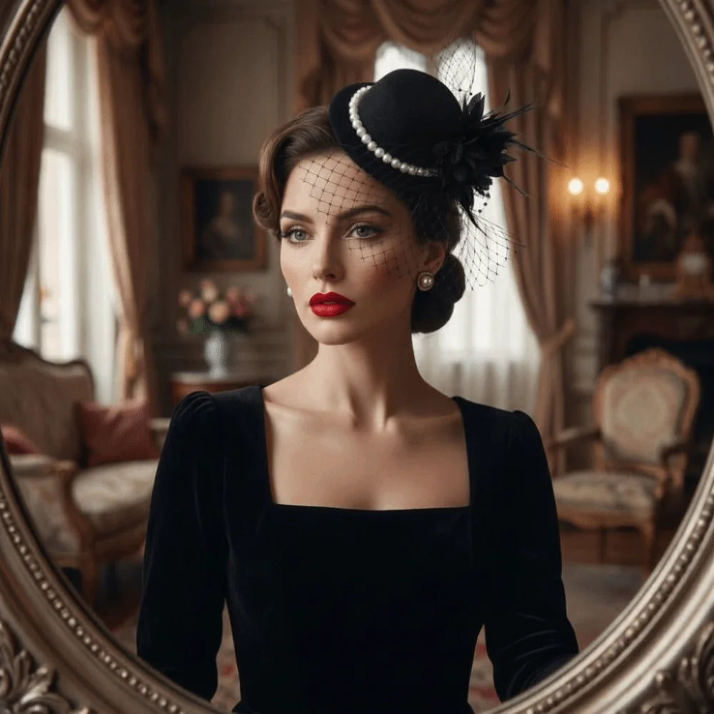 Retro Exquisite Vintage Fascinator Hat Elegant Flower Mesh Feather Qme