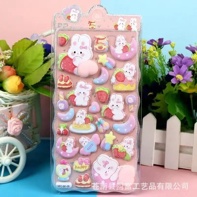 1 Sheet 3D Cute Animal Butt Stickers, Stress Relief Puffy Squishy Sticker for DIY Scrapbook Guitar Phone Case Laptop Decal Qme Rabbit-9