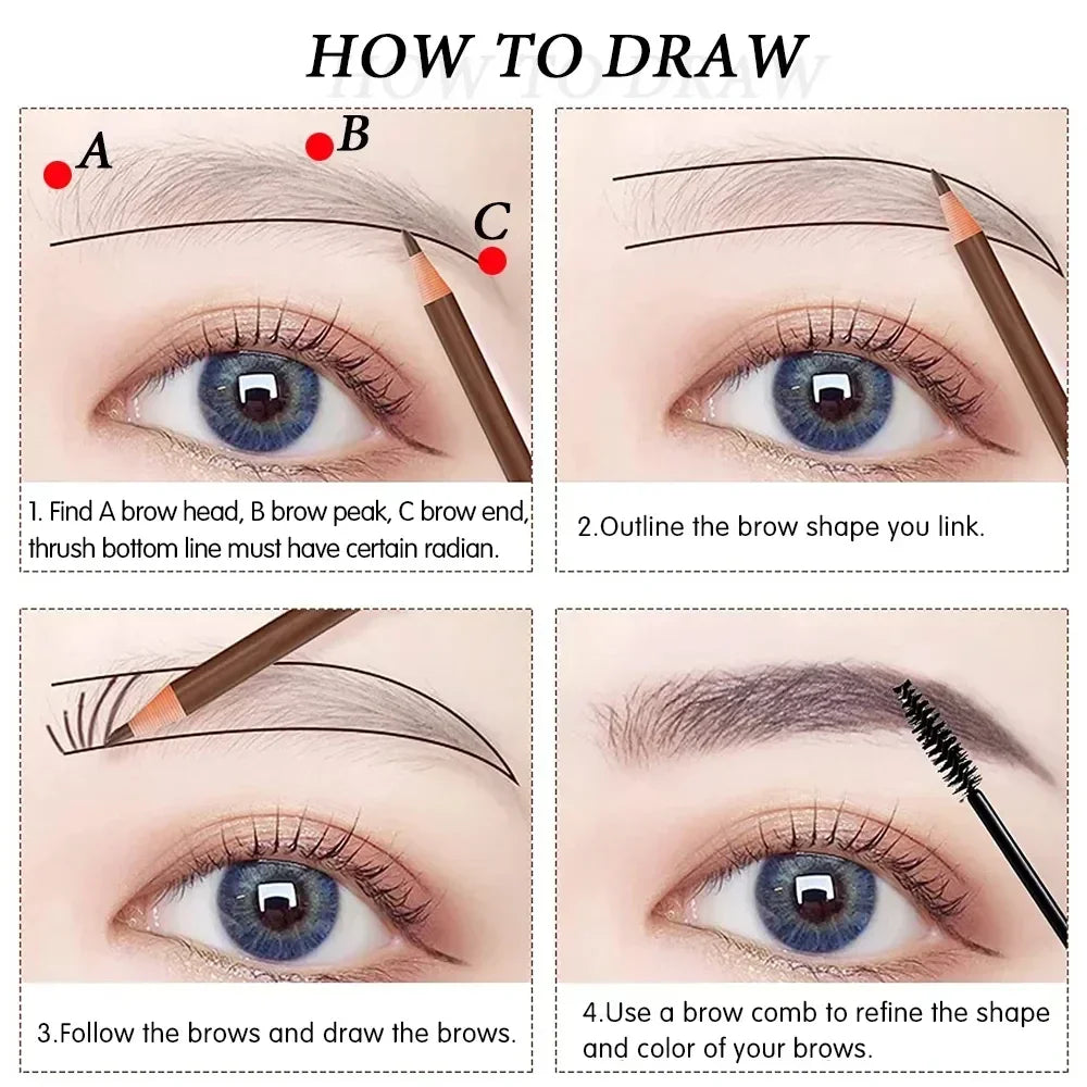 Waterproof Art Tint Makeup Eye Brow Pen 5pcs Professional Microblading Pencil Eyebrow Tattoo Tint Enhancers Cosmetic Wholesale Qme