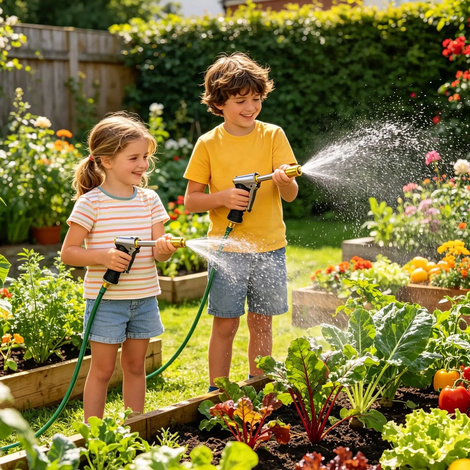 Spray Nozzles Garden Hose Heavy Duty 4 Adjustable Patterns Nozzle Qme