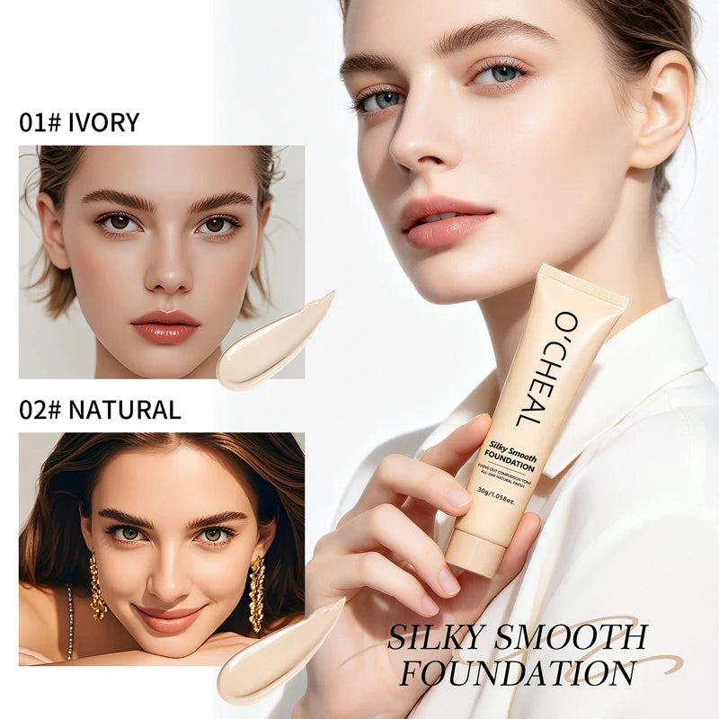 Silky Soft Liquid Foundation Lightweight Waterproof Sweat Resistant Qme