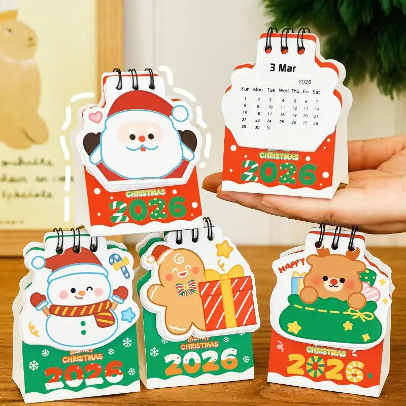 2026 Christmas Desk Calendar Mini Cartoon Cute Patterns Table Qme