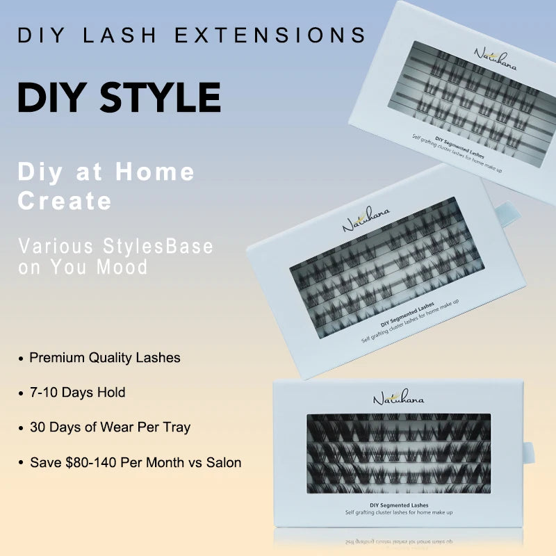 NATUHANA DIY Clusters Individual Lashes Eyelash Extension Makeup Qme