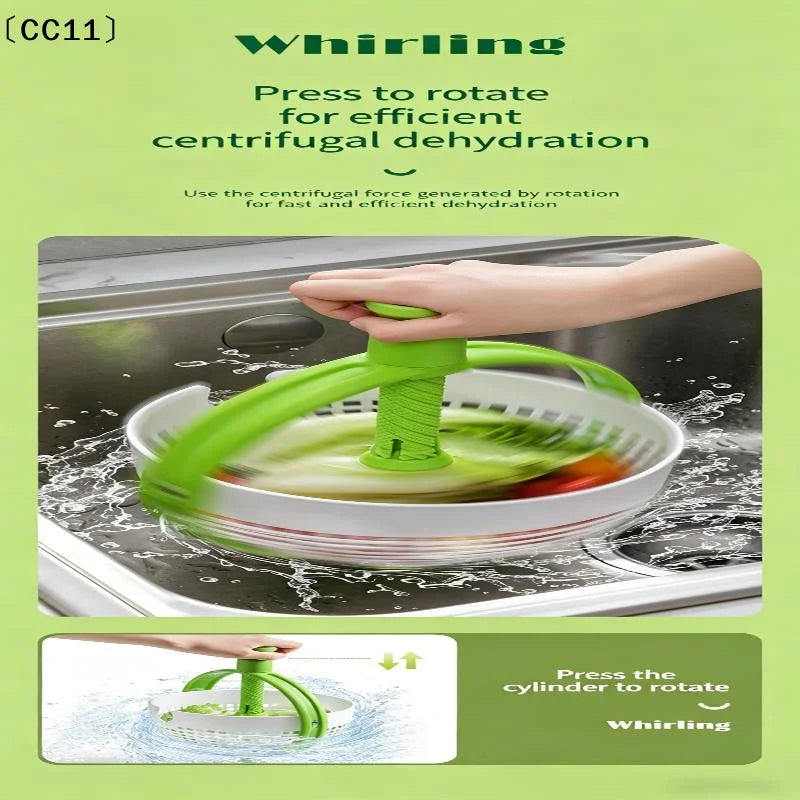 Collapsible Salad Spinner 3-in-1 3Qt Space Saving Colander Veggie Qme