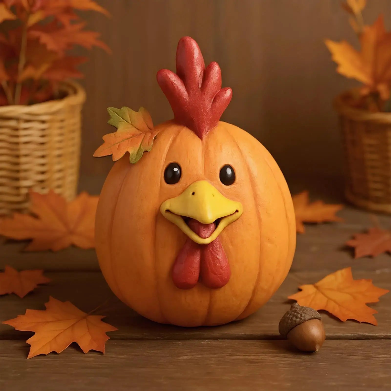 Farm Animal Pumpkin Decorations Cow Duck Sheep Chicken Desk Figurine Qme