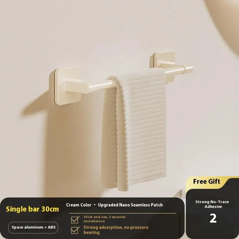 Two Layer Punch-free Towels Holder Bar Bathroom Storage Rack Towel Qme A11