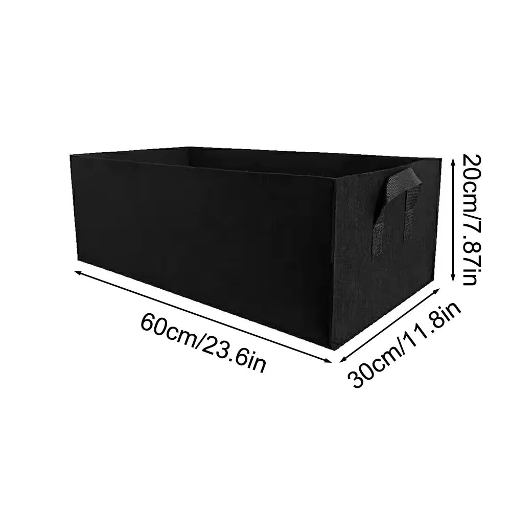 Garden Square Felt Growing Bucket Plant Growth Bag Multi-Functional Vegetable Plant Non-Woven Felt Growing Bag Qme 60x30x20cm