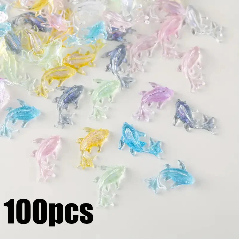 100Pcs/300pcs Mini Goldfish Resin Statue - Color Mixed, Nail Art Accessories, Perfect Jewelry and Accessories DIY Nail Art Acces Qme 100pcs random