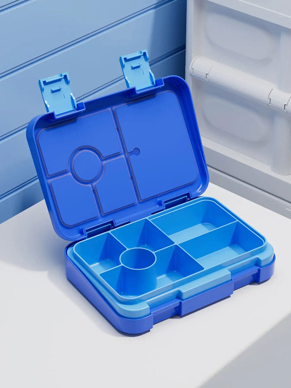 Large Capacity Double Button Lunch Box Divided Bento Detachable Easy Qme blue