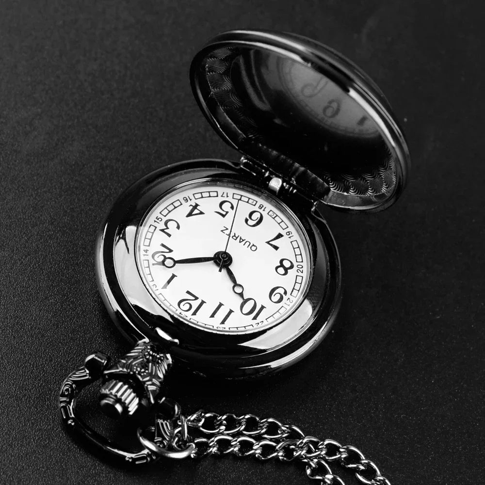 Halloween Cosplay Ghost Glass Dome Quartz Pocket Watch With Durable Chain Arabic Numeral Dial Creative Gifts for Men Women Qme