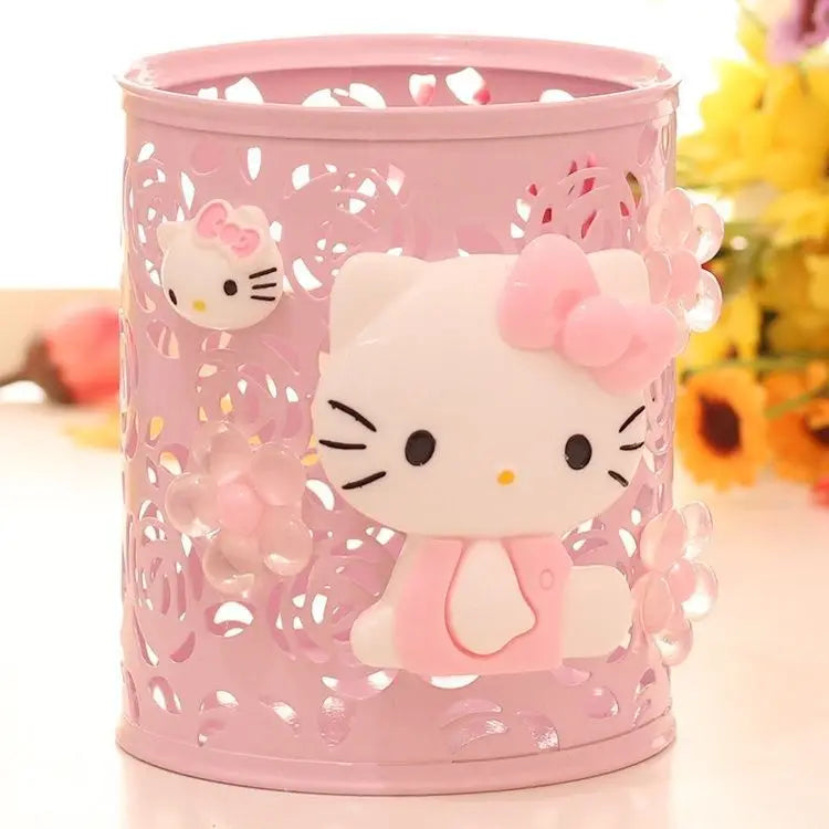 Cute Hello Kitty Metal Desktop Pen Holder Decorative Storage Box Qme 4