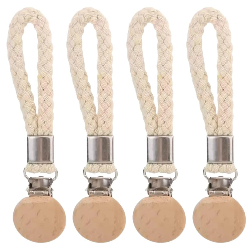 1-8PCS Towel Hanging Clips woven Cotton rope Bathroom wood round head Metal Hanging Clips For Home Towel Clothes Storage Hook Qme 4pcs Beige