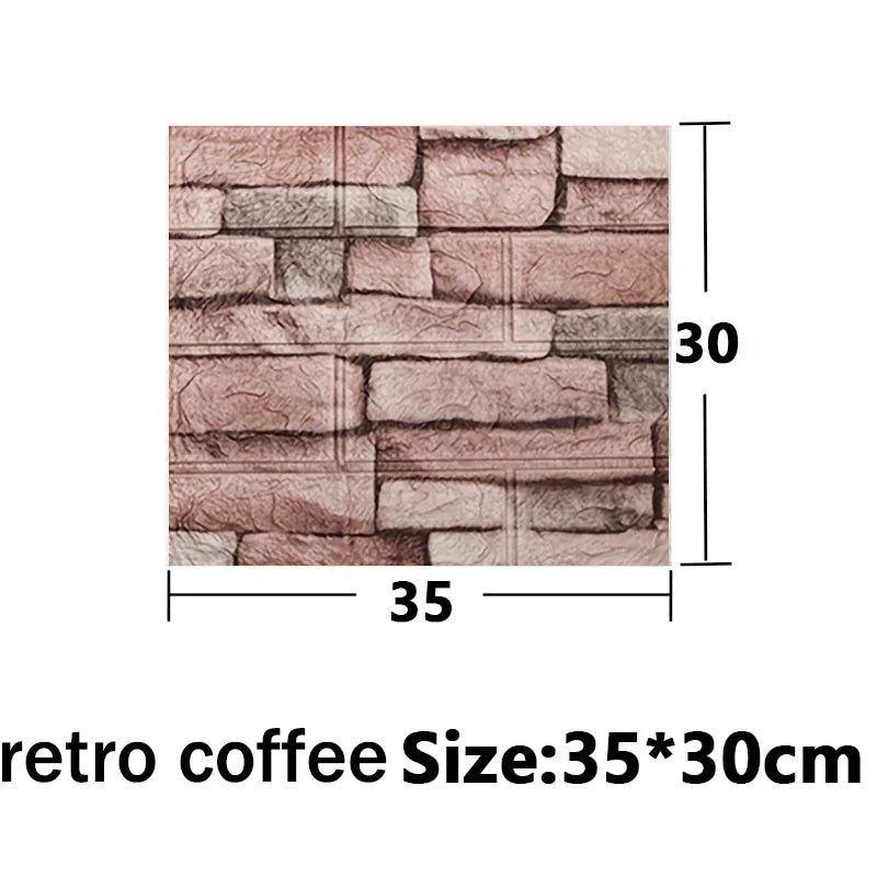 Optional Color 3D Brick Home Decoration Wallpaper for Bedroom Living Room Soft Foam Base Waterproof Wall Stickers 35X30CM Qme C 35x30cm-10pcs