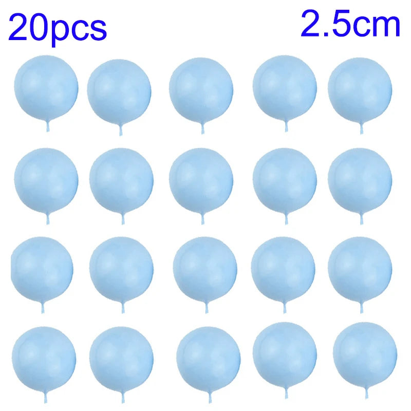 20Pcs Cake Topper Gold Silver Ball Happy Birthday Cake Topper DIY Cupcake Flag Wedding Christmas Ball Decor Birthday Decoration Qme 20pcs-Blue-2.5cm