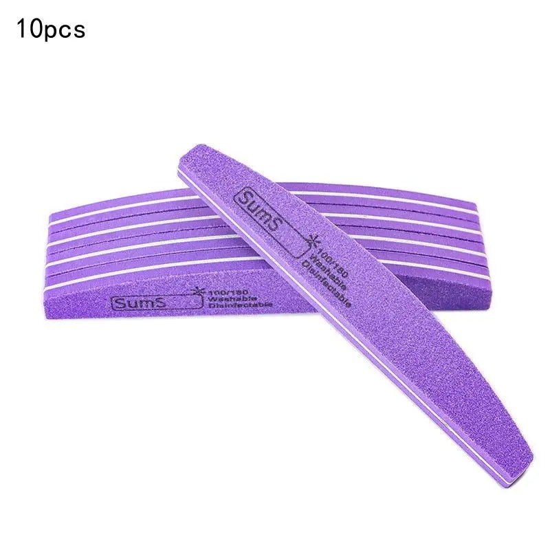 2 5 Professional Double-sided Nail File Block Colorful Sponge Polish Qme 10pcs Purple