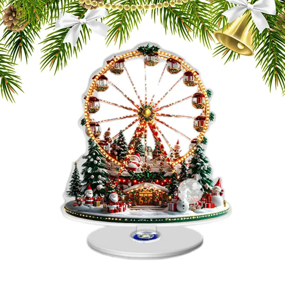 Christmas Table Decor 2D Vintage Ferris Wheels Rotating Base Tree Qme C China Mainland
