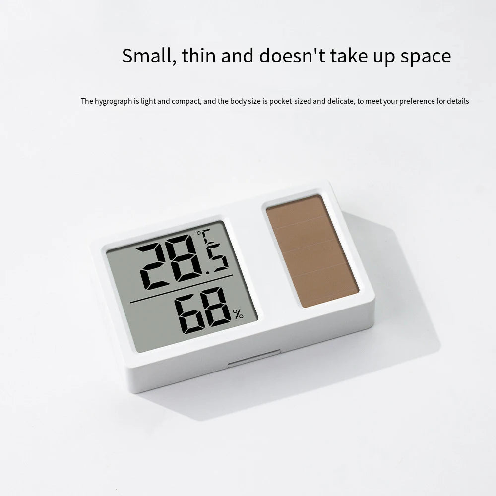 Solar Power Temperature Humidity Meter Mini Portable Digital Qme