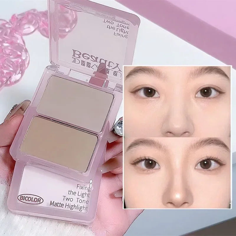 Highlighting Contouring Powder Palette Two-tone Concealer Face Brighten Cement Grey Three-dimensional Nose Shadow Bronzer Makeup Qme