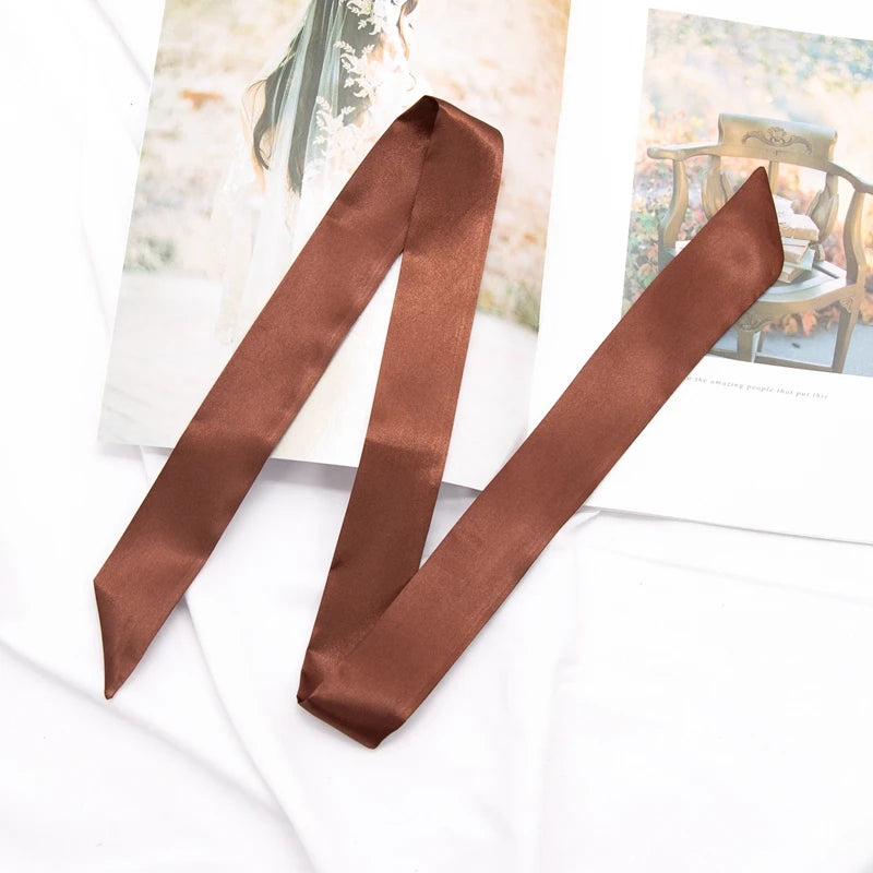 Long Bag Scarf Women Hair Band Lady Accessories Solid Skinny Scarves