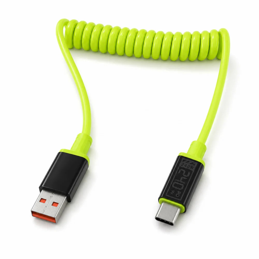 240W USB A to Type C 1M 2M Data Cord PD Fast Charging Silicone Cable Type C To C QC 3.0 Data Line for iPhone 17 Xiaomi Samsung Qme Green A To C 1m