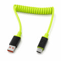 PD 240W USB C Spring Telescopic Quick Charger Spring Wire USB to Type C Cable Quick Data Cord for iPhone HUAWEI Samsung Xiaomi Qme Green A To C 1m