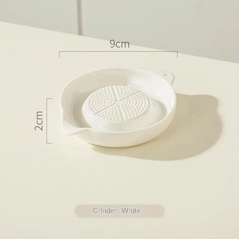 Ceramic Garlic Grater Plate Porcelain Ginger Wasabi Grinder Spout Qme H