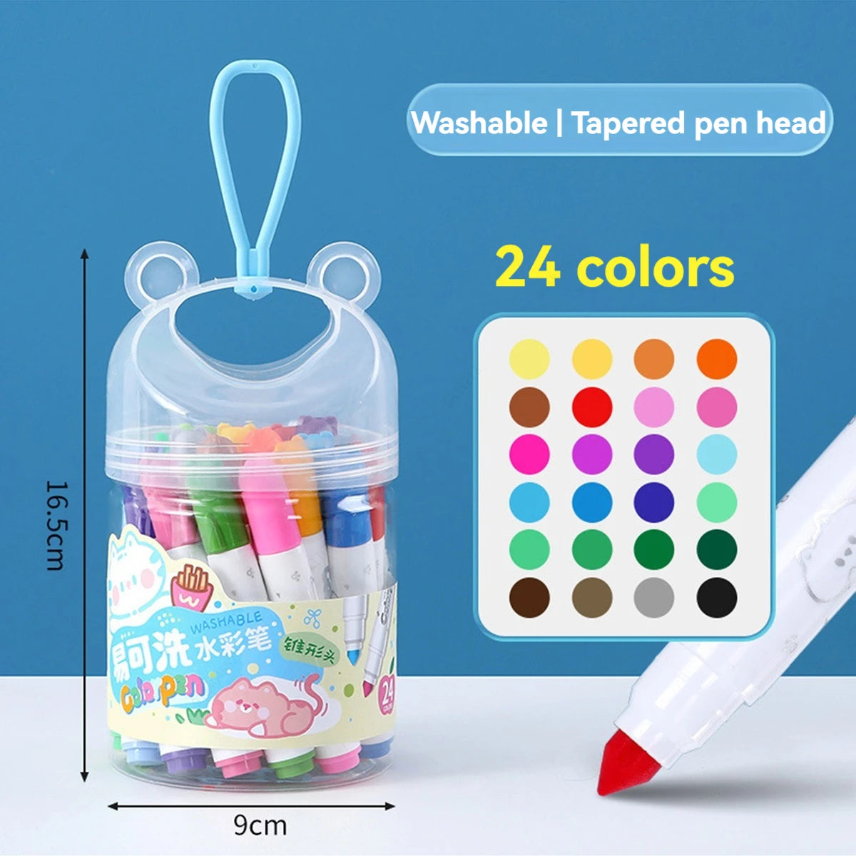 12/18/24 Pcs/set Color Washable Children Watercolor Brushes Marker Pen Tapered Tip Kawaii Drawing Stationery Qme 24 color
