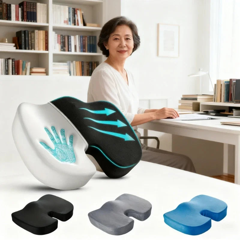 Office Chair Seat Back Cushion Memory Foam-like Support Removable Qme