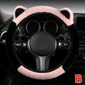 CAR Winter Plush Car Steering Wheel Protective Cover Universal Non-slip Soft Cute Cat Ears Plush Steering Wheel Cover Qme B