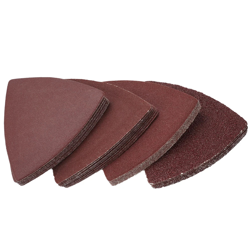 40pcs 80mm Aluminum Oxide Triangle Sandpaper Sanding Disc 60 120 180 240 Grit Fit 3-1/8 Inch Oscillating Multi Power Tool Qme
