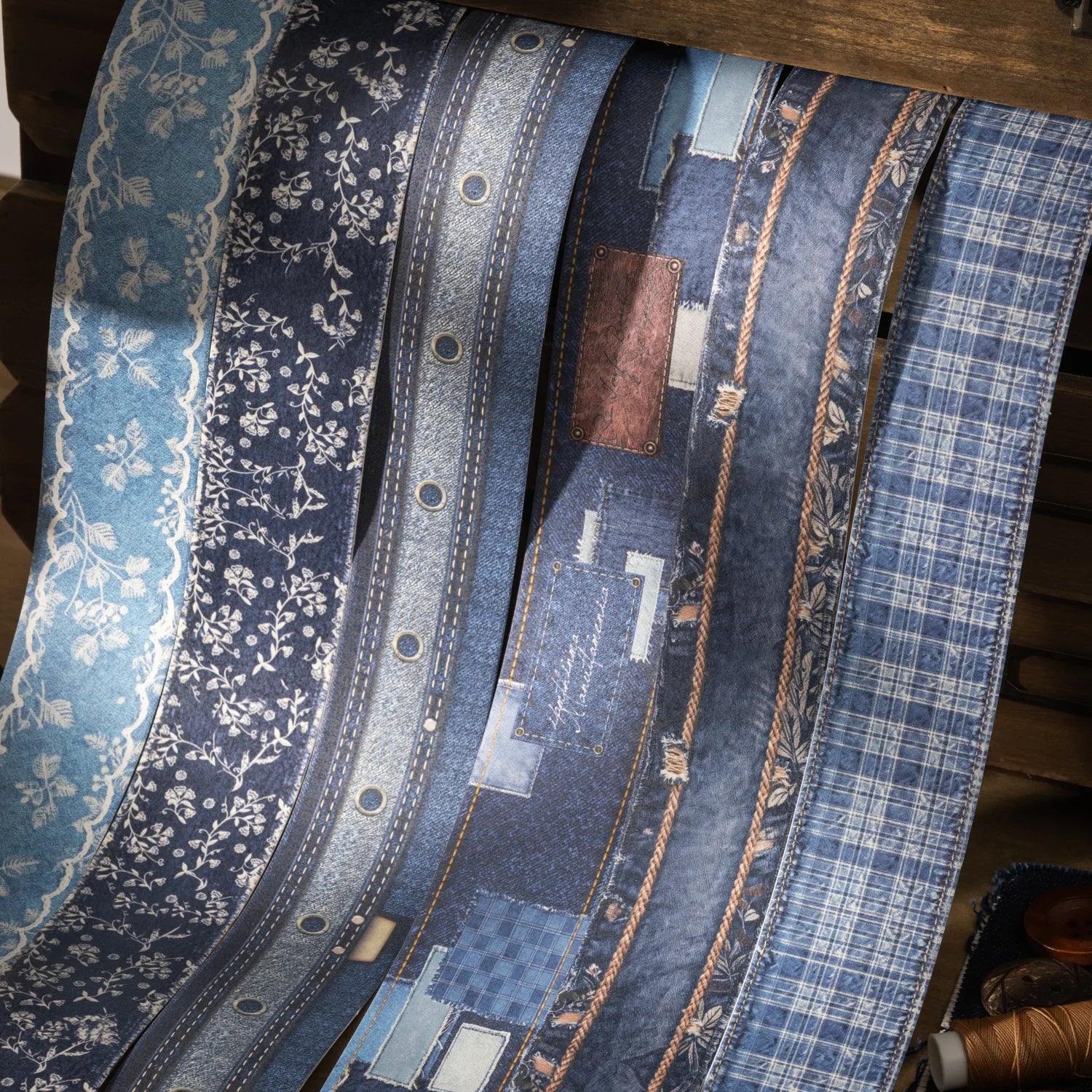 1 Roll Faux Denim Themed Kraft Paper Tape for Background Decor Scrapbooking DIY Collage Phone Case Notebook Decoration Qme