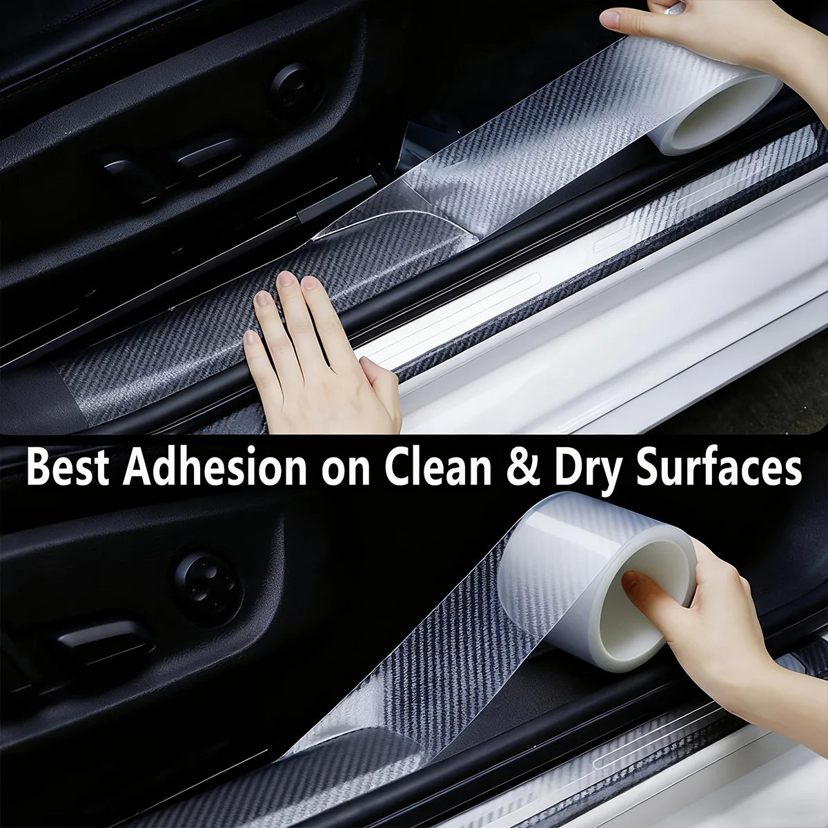 High Quality K5D Transparent Carbon Fiber Car Door Protector Stickers Anti Scratch Tape Auto Trunk Sill Scuff Protector Film Qme