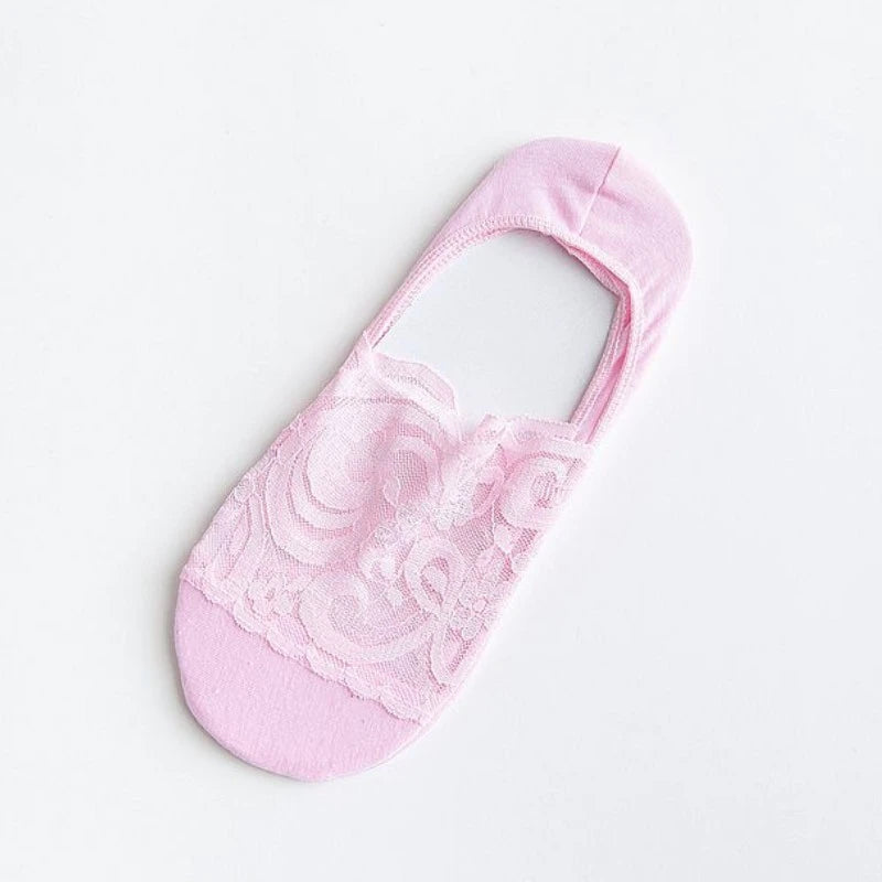 New Women Socks Slippers Non-slip Breathable Cute Lace Invisible Socks Sexy Non-slip Cool Thin Socks Fashion Black Boat Socks Qme Pink size eur 34-42
