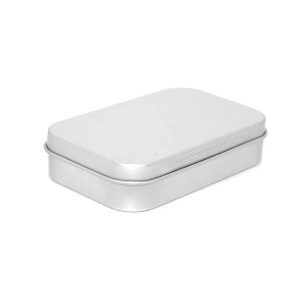 Metal Rectangular Empty Mini Tin Box Tinplate Push Candy Pill Cases Bins Jar Hinged Containers Small Organizer Storage Box Qme Silver M
